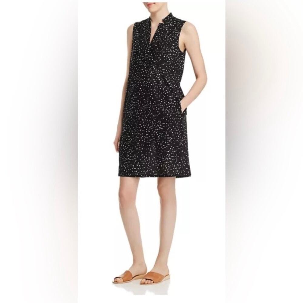 Eileen Fisher Black&White Dot Organic Cotton Shift Dress Sz.S